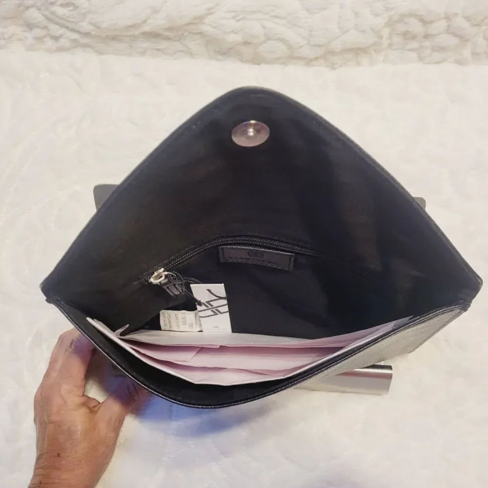B-Low the Belt Set Studded Black Clutch Purse Dust Bag Red Card Case All New